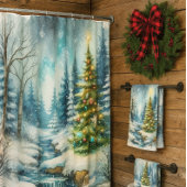 Winterwunderland mit Weihnachtsbaum Duschvorhang