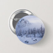Winterwunderland, Nebel, Fichtenwald und Berge Button (Vorne & Hinten)