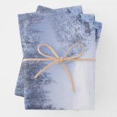 Winterwunderland, Nebel, Fichtenwald und Berge Geschenkpapier Set (Beispiel)