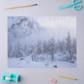 Winterwunderland, Nebel, Fichtenwald und Berge Seidenpapier (Basteln)