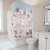 Winterwunderland: niedliches Dorfmuster Duschvorhang (Beispiel)