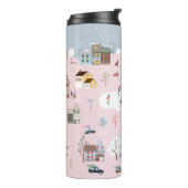 Winterwunderland: niedliches Dorfmuster Thermosbecher (Nach links gedreht)