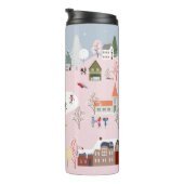 Winterwunderland: niedliches Dorfmuster Thermosbecher (Nach rechts gedreht)