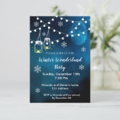 Winterwunderland Party Einladung nächtlicher Blaum (Stehend Vorderseite)
