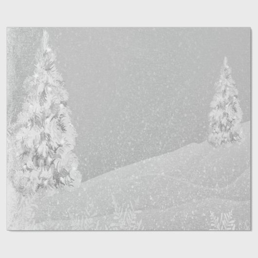 Winterwunderland, Pine Tree Gray Urlaub Geschenkpapier (Flach)