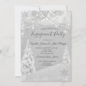 Winterwunderland, Pine Tree Gray Verlobung Einladung (Vorderseite)