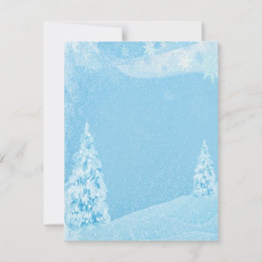 Winterwunderland, Pine Tree Probe Abendessen Einladung (Rückseite)