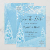 Winterwunderland, Pinienbäume Save the Date (Vorne/Hinten)