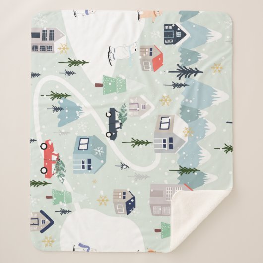 Winterwunderland: Polar Bären Weihnachten Sherpadecke (Vorderseite)