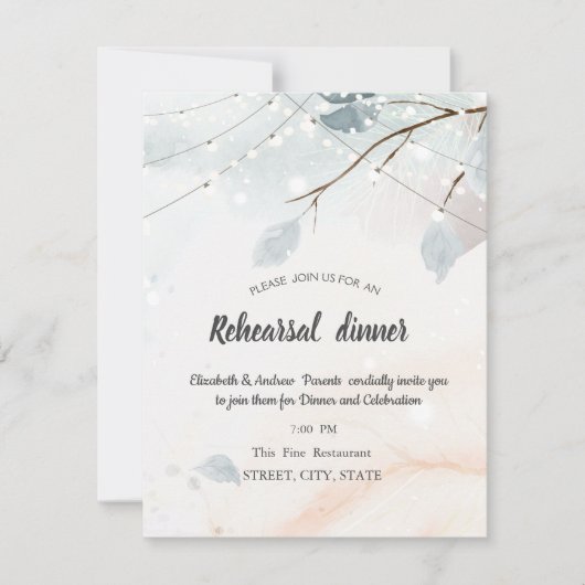 Winterwunderland, Probe-Abendessen der Baumzweige Einladung (Vorderseite)