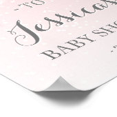 Winterwunderland Rosa Silberner Glitzer Begrüßungs Poster (Ecke)