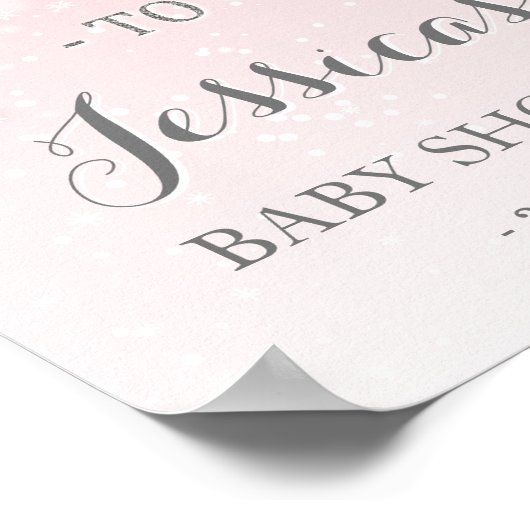 Winterwunderland Rosa Silberner Glitzer Begrüßungs Poster (Ecke)