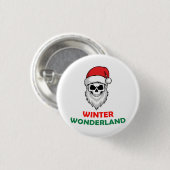 Winterwunderland Santa Skull Button (Vorne & Hinten)