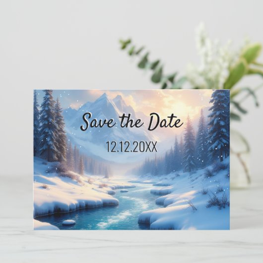 Winterwunderland Save the Date Ankündigung (Stehend Vorderseite)