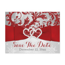 Winterwunderland Save the Date Postkarte - Rot