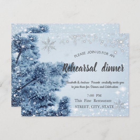 Winterwunderland, Schnee, Schneeflocken Probe Aben Einladung (Vorne/Hinten)