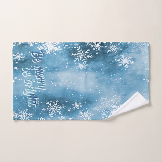 Winterwunderland, Schneeflocken Blauer Urlaub Badhandtuch Set (Handtuch)