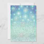Winterwunderland Schneeflocken Glitzer Quinceañera Einladung (Rückseite)