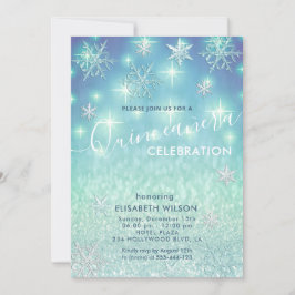 Winterwunderland Schneeflocken Glitzer Quinceañera Einladung