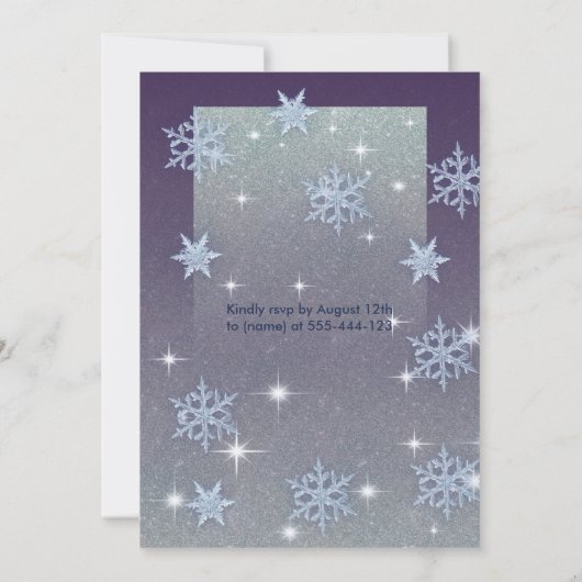 Winterwunderland Schneeflocken Kleid 16 . Geburtst Einladung (Rückseite)