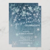Winterwunderland Schneeflocken Quinceñera Einladung (Vorne/Hinten)
