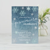Winterwunderland Schneeflocken Quinceñera Einladung (Stehend Vorderseite)