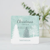 Winterwunderland, Schneekiefern Weihnachten Einladung (Stehend Vorderseite)