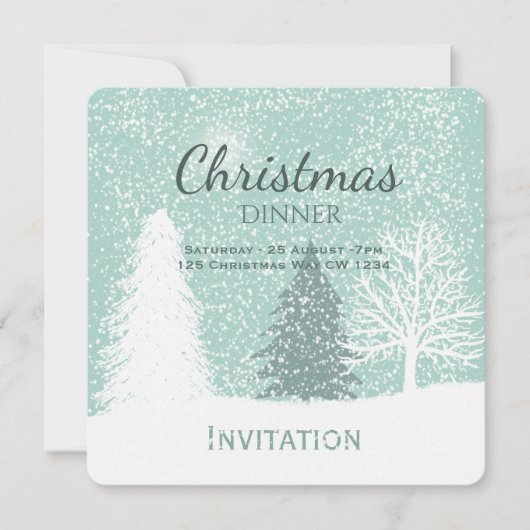 Winterwunderland, Schneekiefern Weihnachten Einladung (Vorderseite)