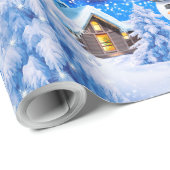 Winterwunderland Schneemann Weihnachtsverpackung Geschenkpapier (Rolleneckpunkt)