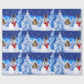 Winterwunderland Schneemann Weihnachtsverpackung Geschenkpapier (Flach)