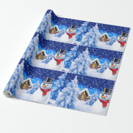 Winterwunderland Schneemann Weihnachtsverpackung Geschenkpapier