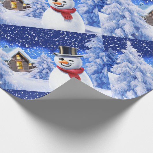 Winterwunderland Schneemann Weihnachtsverpackung Geschenkpapier (Ecke)