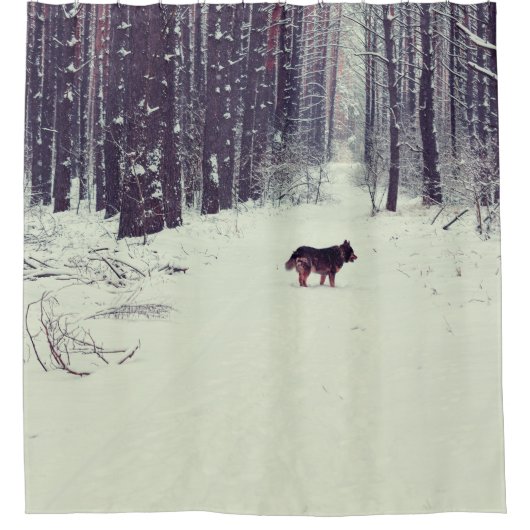 Winterwunderland: Schneewald Duschvorhang (Vorderseite)