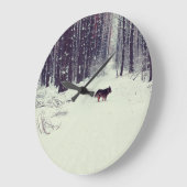 Winterwunderland: Schneewald Große Wanduhr (Winkel)