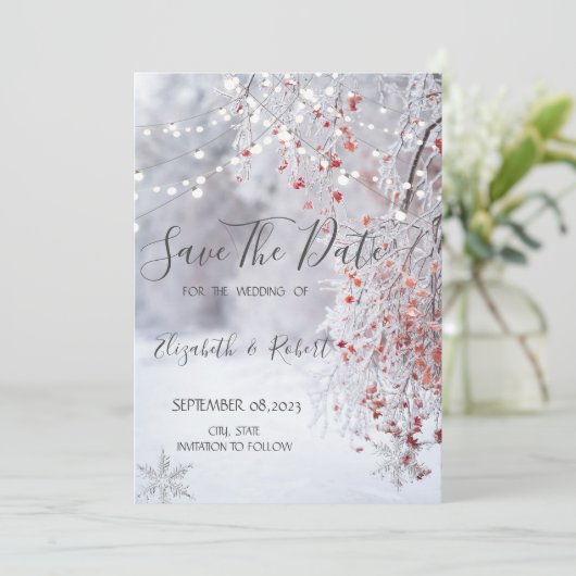 Winterwunderland, Schneezeichenbeleuchtung Save th Save The Date (Stehend Vorderseite)