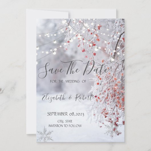 Winterwunderland, Schneezeichenbeleuchtung Save th The Date (Vorderseite)