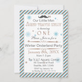 Winterwunderland Schnurrbart 1. Geburtstag Party Einladung (Vorderseite)