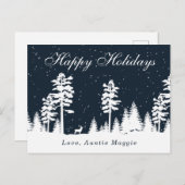 Winterwunderland Silhouette Weihnachten Postkarte (Vorne/Hinten)