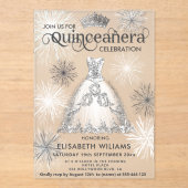 Winterwunderland Snowflakes Tiara Quinceañera Acryleinladungen (Vorderseite)