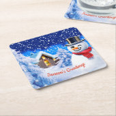 Winterwunderland Snowman Weihnachten Rechteckiger Pappuntersetzer (angewinkelt)