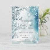 Winterwunderland, Strandlichter Hochzeit Einladung (Stehend Vorderseite)