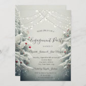 Winterwunderland, Strandlichter Schneefall Verlobu Einladung (Vorne/Hinten)