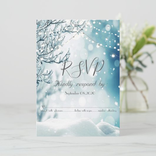 Winterwunderland, String Lights UAWG Einladung (Stehend Vorderseite)