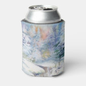 Winterwunderland: Wasserfarbenwelt Landschaft Dosenkühler (Kanne Rückseite)