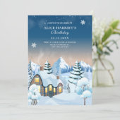 Winterwunderland Weihnachten Geburtstag Einladung (Stehend Vorderseite)