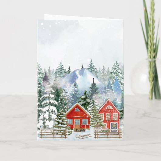 Winterwunderland Weihnachtsgeschichte Feiertagskarte (Rückseite)