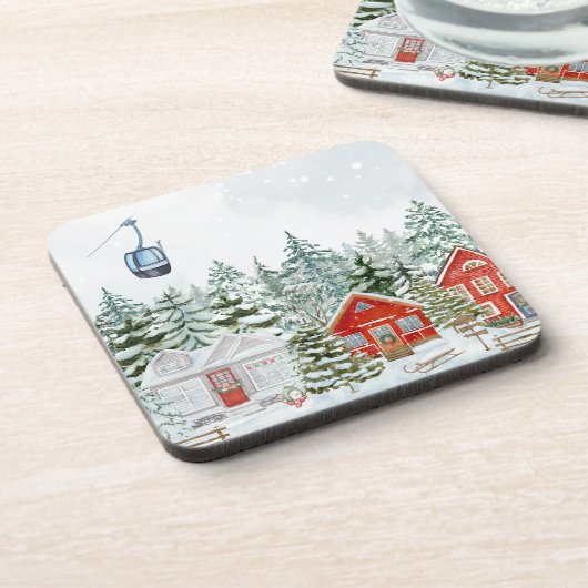 Winterwunderland Weihnachtsgeschichte Getränkeuntersetzer (Linke Seite)