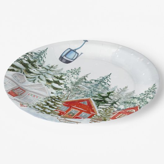 Winterwunderland Weihnachtsgeschichte Pappteller (Schrägansicht)