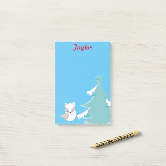 Winterwunderland Weißer Fuchs Post-it Klebezettel (Auf Schreibtisch)