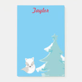 Winterwunderland Weißer Fuchs Post-it Klebezettel (Vorderseite)